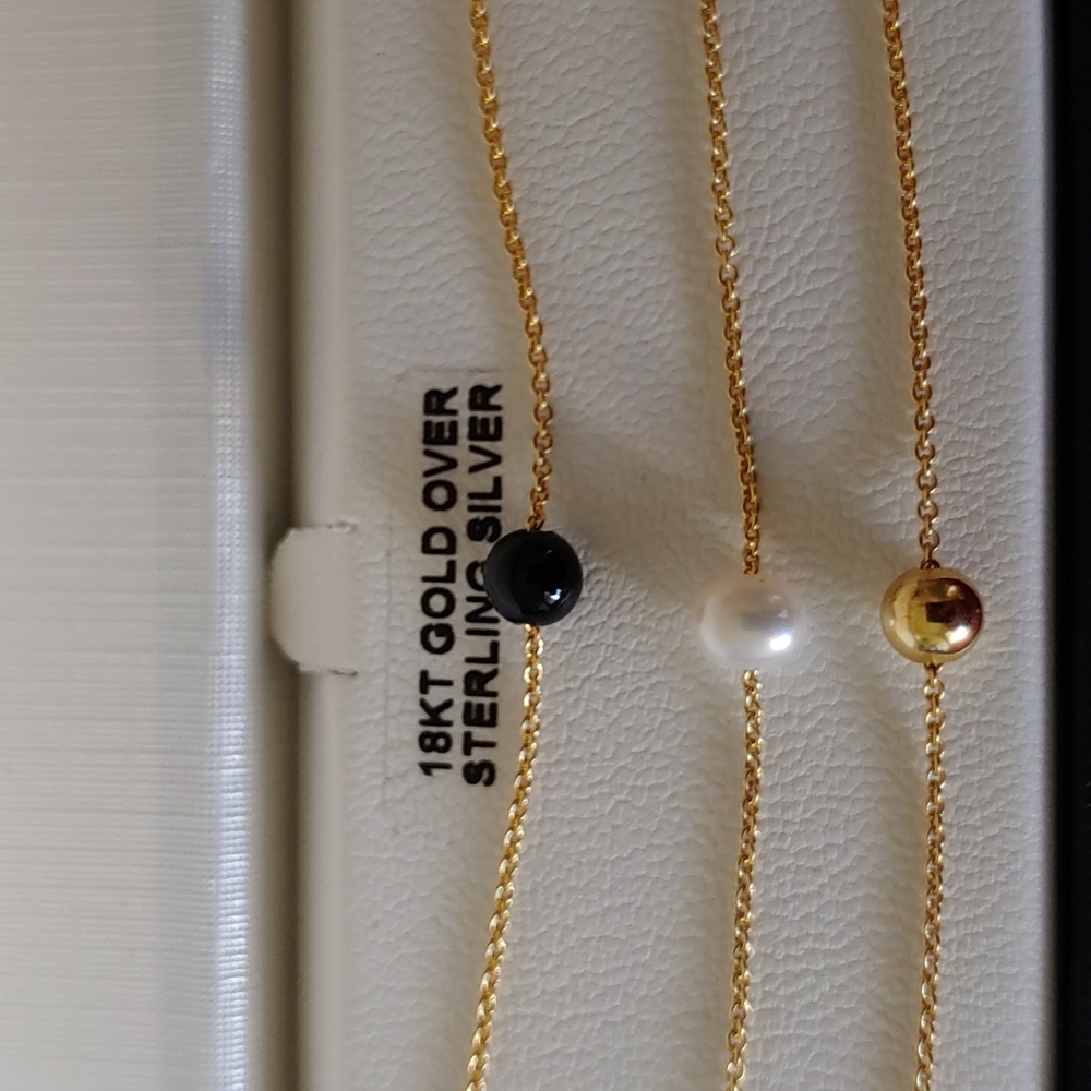 Set of 3 18k gold over silver bracelets w/beads